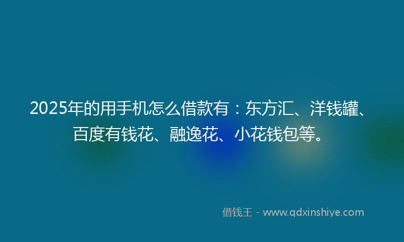 2025年的用手机怎么借款有：东方汇、洋钱罐、百度有钱花、融逸花、小花钱包等。