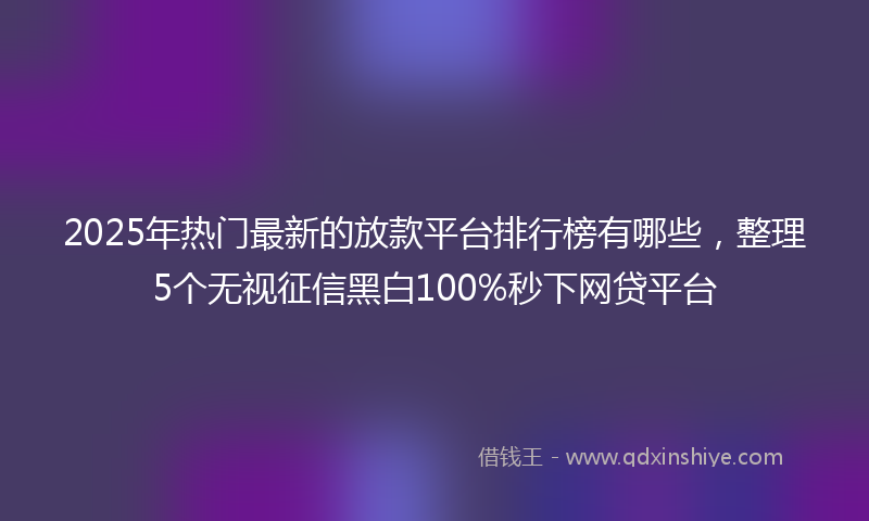 2025年热门最新的放款平台排行榜有哪些，整理5个无视征信黑白100%秒下网贷平台