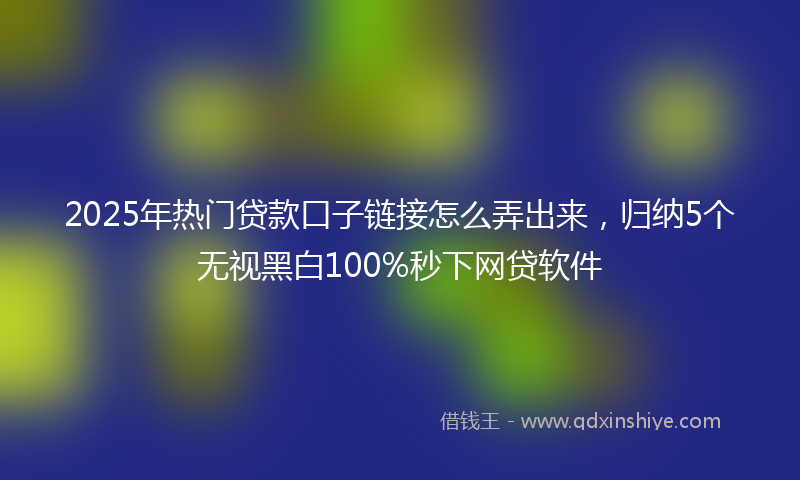 2025年热门贷款口子链接怎么弄出来，归纳5个无视黑白100%秒下网贷软件