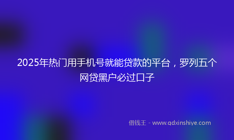 2025年热门用手机号就能贷款的平台，罗列五个网贷黑户必过口子