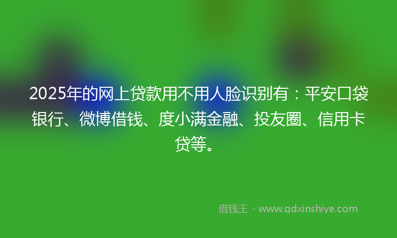2025年的网上贷款用不用人脸识别有：平安口袋银行、微博借钱、度小满金融、投友圈、信用卡贷等。