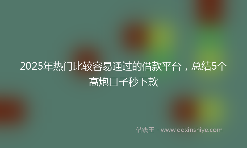 2025年热门比较容易通过的借款平台，总结5个高炮口子秒下款