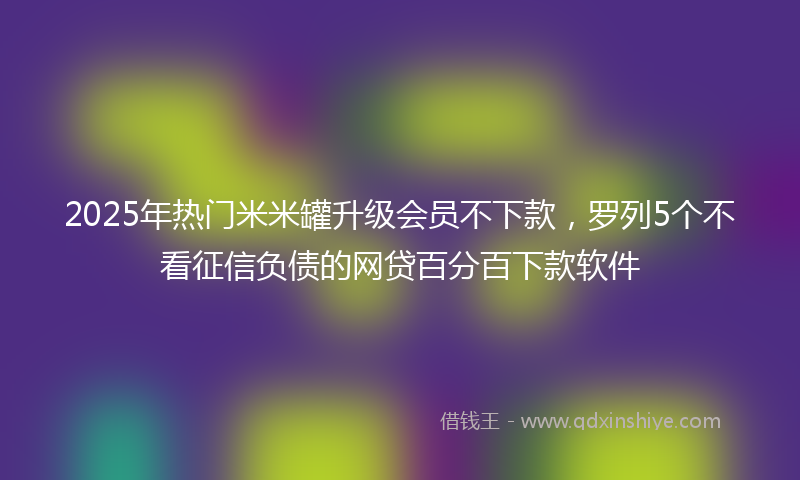 2025年热门米米罐升级会员不下款，罗列5个不看征信负债的网贷百分百下款软件