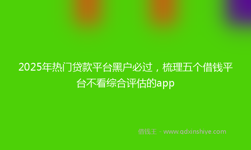 2025年热门贷款平台黑户必过，梳理五个借钱平台不看综合评估的app