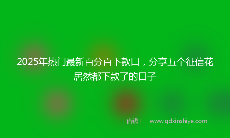 2025年热门最新百分百下款口，分享五个征信花居然都下款了的口子
