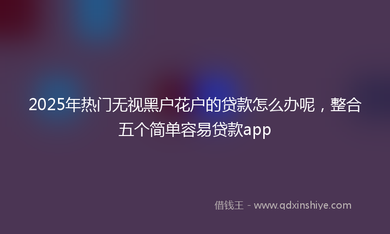 2025年热门无视黑户花户的贷款怎么办呢，整合五个简单容易贷款app