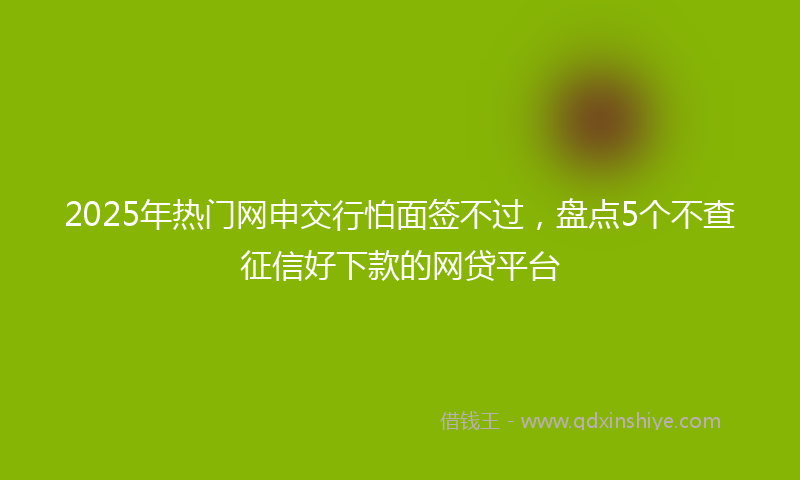 2025年热门网申交行怕面签不过，盘点5个不查征信好下款的网贷平台