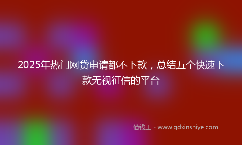 2025年热门网贷申请都不下款，总结五个快速下款无视征信的平台