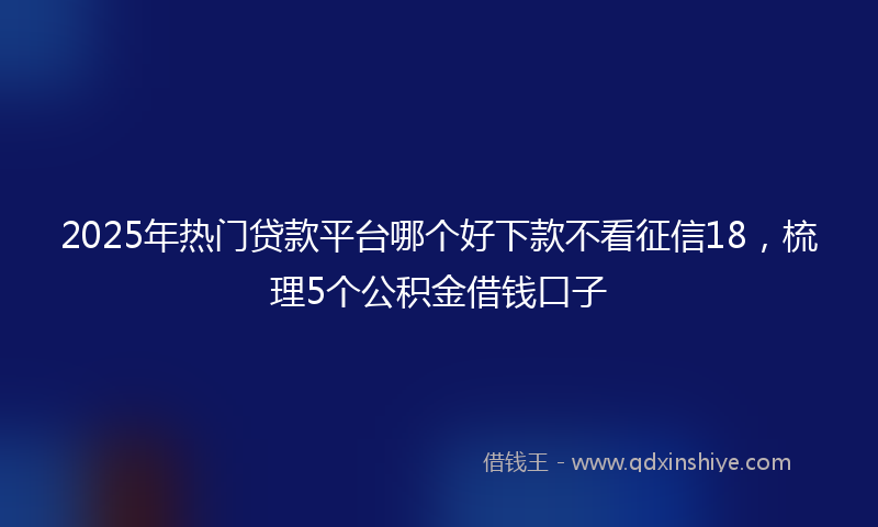 2025年热门贷款平台哪个好下款不看征信18，梳理5个公积金借钱口子