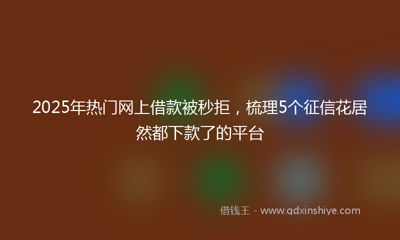 2025年热门网上借款被秒拒，梳理5个征信花居然都下款了的平台
