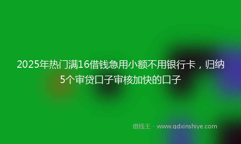 2025年热门满16借钱急用小额不用银行卡，归纳5个审贷口子审核加快的口子