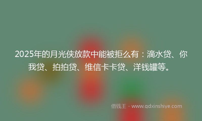 2025年的月光侠放款中能被拒么有：滴水贷、你我贷、拍拍贷、维信卡卡贷、洋钱罐等。