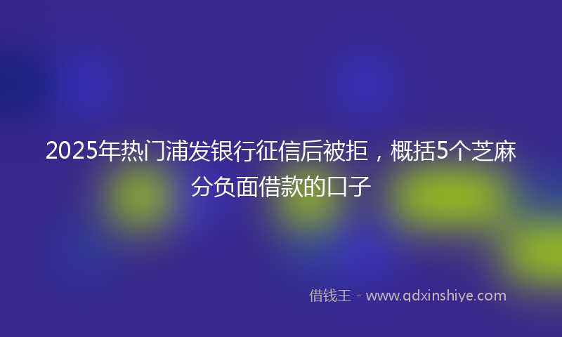2025年热门浦发银行征信后被拒，概括5个芝麻分负面借款的口子