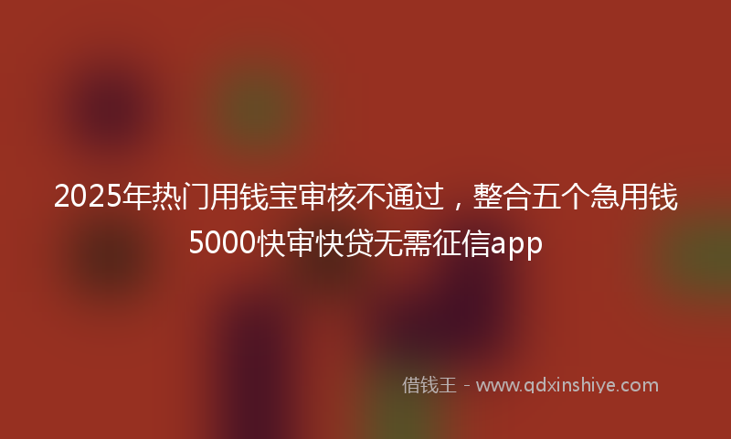 2025年热门用钱宝审核不通过，整合五个急用钱5000快审快贷无需征信app
