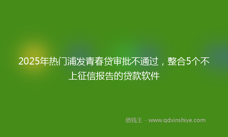 2025年热门浦发青春贷审批不通过，整合5个不上征信报告的贷款软件