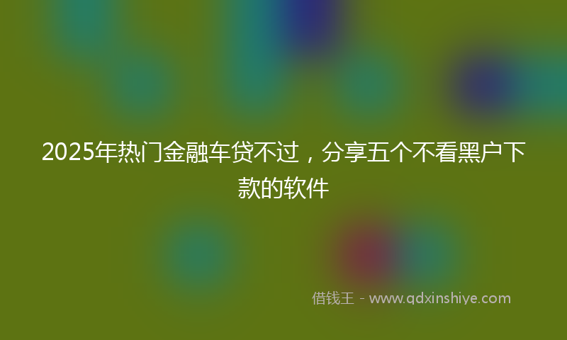 2025年热门金融车贷不过，分享五个不看黑户下款的软件