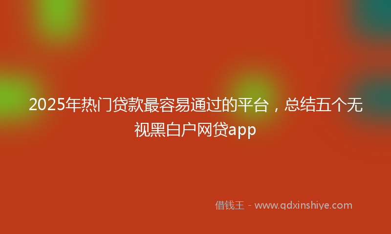 2025年热门贷款最容易通过的平台，总结五个无视黑白户网贷app