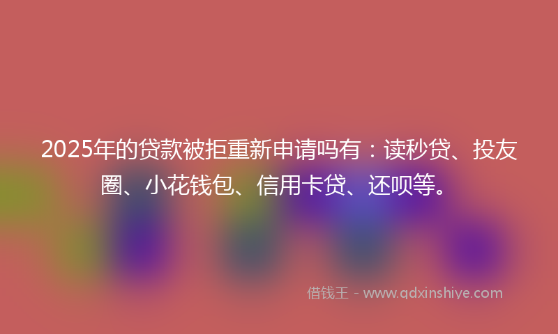 2025年的贷款被拒重新申请吗有：读秒贷、投友圈、小花钱包、信用卡贷、还呗等。