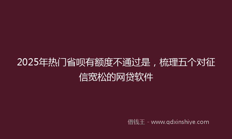 2025年热门省呗有额度不通过是，梳理五个对征信宽松的网贷软件