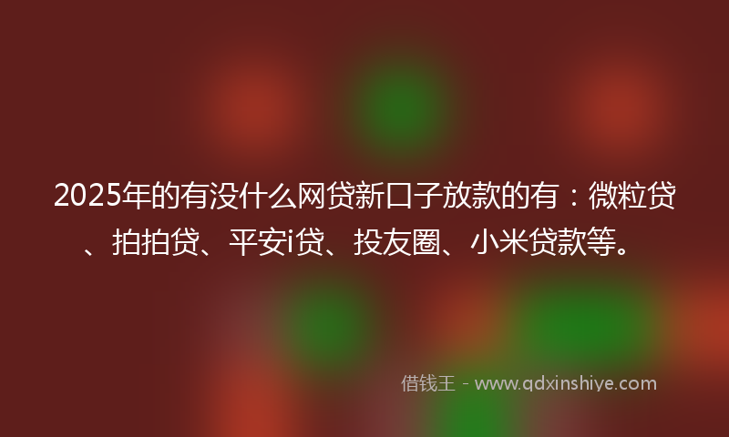 2025年的有没什么网贷新口子放款的有：微粒贷、拍拍贷、平安i贷、投友圈、小米贷款等。
