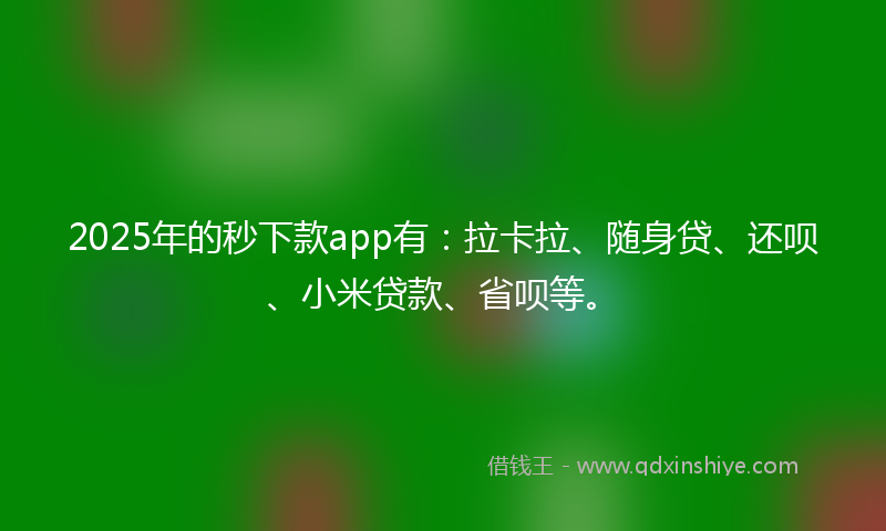 2025年的秒下款app有：拉卡拉、随身贷、还呗、小米贷款、省呗等。
