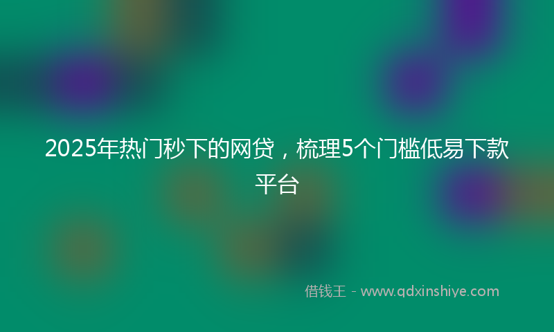 2025年热门秒下的网贷，梳理5个门槛低易下款平台