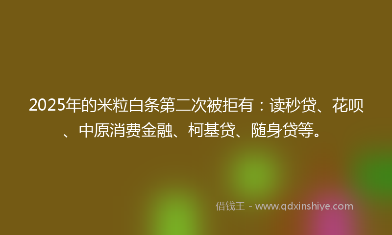 2025年的米粒白条第二次被拒有：读秒贷、花呗、中原消费金融、柯基贷、随身贷等。