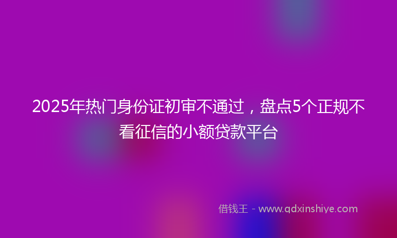 2025年热门身份证初审不通过，盘点5个正规不看征信的小额贷款平台