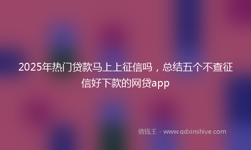 2025年热门贷款马上上征信吗，总结五个不查征信好下款的网贷app