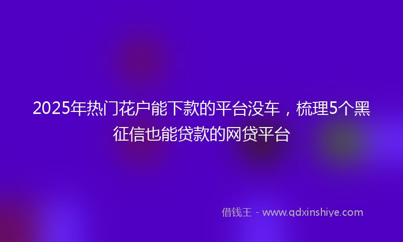 2025年热门花户能下款的平台没车，梳理5个黑征信也能贷款的网贷平台