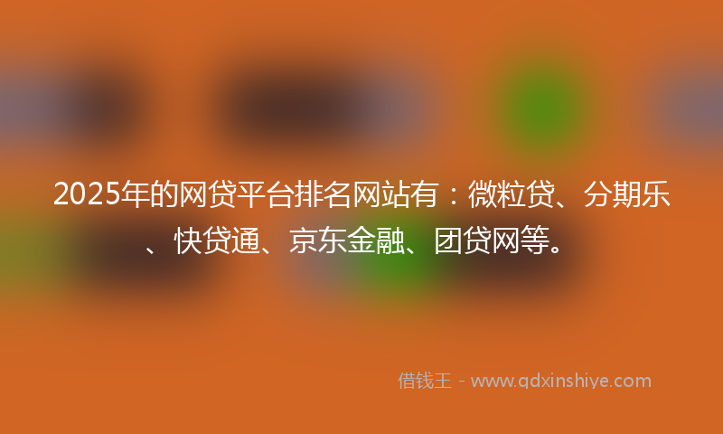 2025年的网贷平台排名网站有：微粒贷、分期乐、快贷通、京东金融、团贷网等。