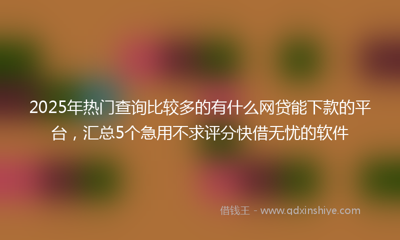 2025年热门查询比较多的有什么网贷能下款的平台，汇总5个急用不求评分快借无忧的软件