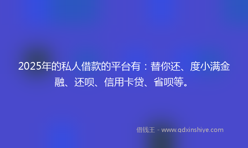 2025年的私人借款的平台有：替你还、度小满金融、还呗、信用卡贷、省呗等。