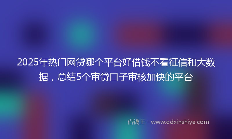 2025年热门网贷哪个平台好借钱不看征信和大数据，总结5个审贷口子审核加快的平台