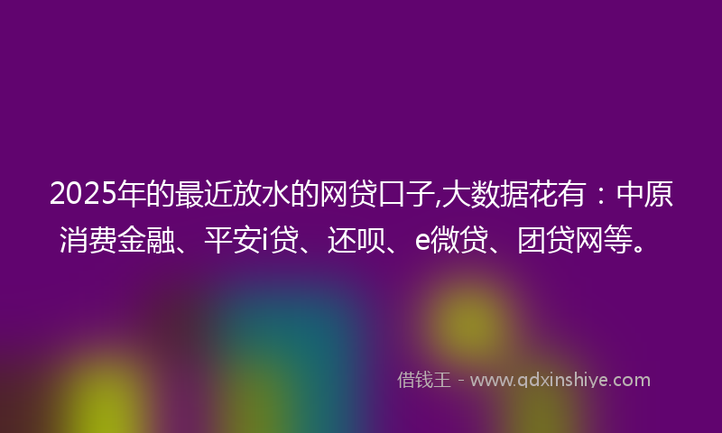 2025年的最近放水的网贷口子,大数据花有：中原消费金融、平安i贷、还呗、e微贷、团贷网等。
