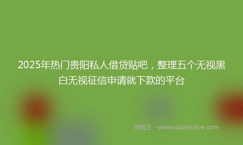2025年热门贵阳私人借贷贴吧，整理五个无视黑白无视征信申请就下款的平台