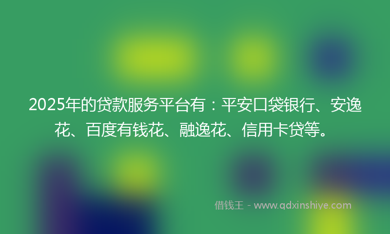 2025年的贷款服务平台有：平安口袋银行、安逸花、百度有钱花、融逸花、信用卡贷等。