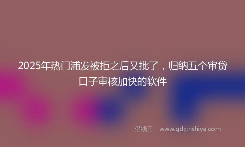 2025年热门浦发被拒之后又批了，归纳五个审贷口子审核加快的软件