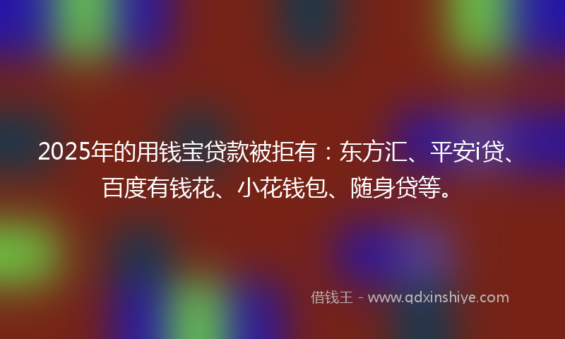 2025年的用钱宝贷款被拒有：东方汇、平安i贷、百度有钱花、小花钱包、随身贷等。