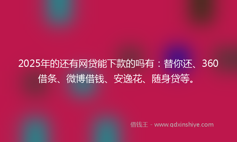 2025年的还有网贷能下款的吗有：替你还、360借条、微博借钱、安逸花、随身贷等。