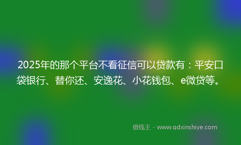 2025年的那个平台不看征信可以贷款有：平安口袋银行、替你还、安逸花、小花钱包、e微贷等。