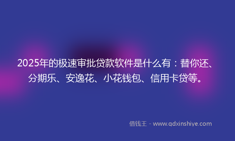 2025年的极速审批贷款软件是什么有：替你还、分期乐、安逸花、小花钱包、信用卡贷等。