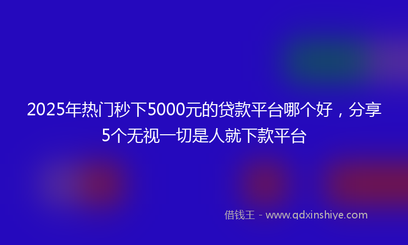 2025年热门秒下5000元的贷款平台哪个好，分享5个无视一切是人就下款平台