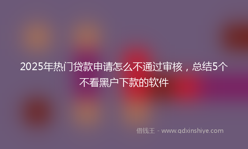 2025年热门贷款申请怎么不通过审核，总结5个不看黑户下款的软件