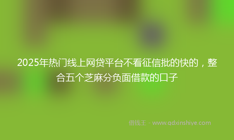 2025年热门线上网贷平台不看征信批的快的，整合五个芝麻分负面借款的口子
