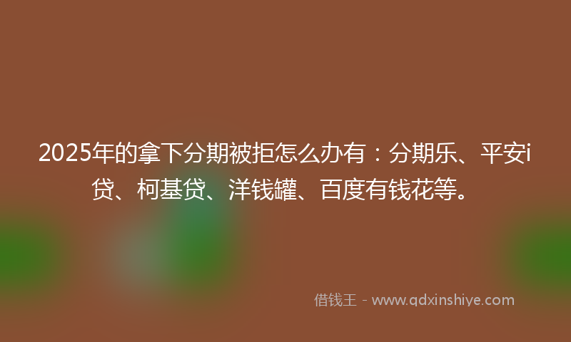 2025年的拿下分期被拒怎么办有：分期乐、平安i贷、柯基贷、洋钱罐、百度有钱花等。