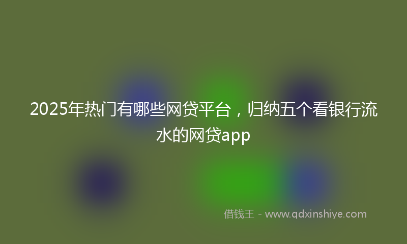 2025年热门有哪些网贷平台，归纳五个看银行流水的网贷app