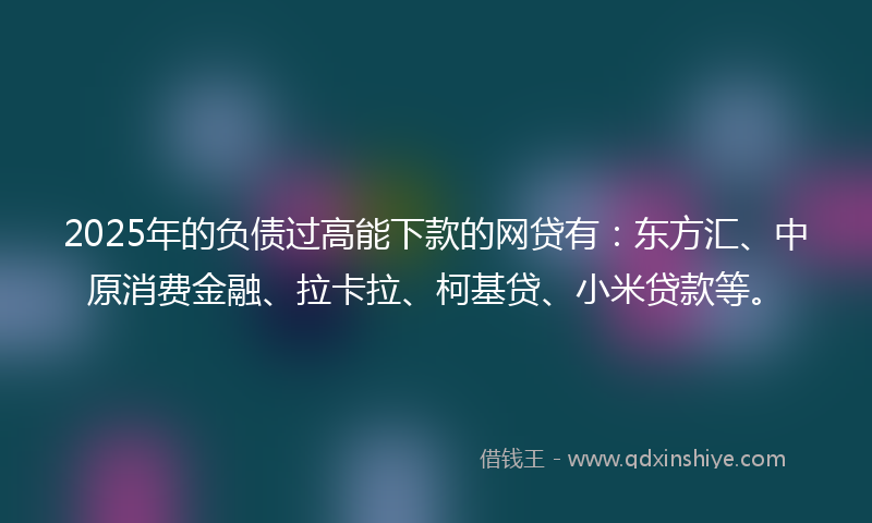 2025年的负债过高能下款的网贷有：东方汇、中原消费金融、拉卡拉、柯基贷、小米贷款等。