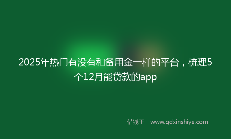 2025年热门有没有和备用金一样的平台，梳理5个12月能贷款的app