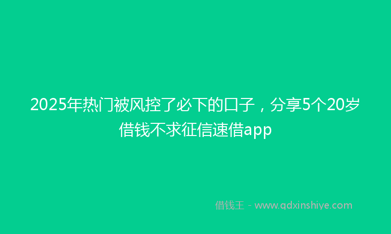 2025年热门被风控了必下的口子，分享5个20岁借钱不求征信速借app